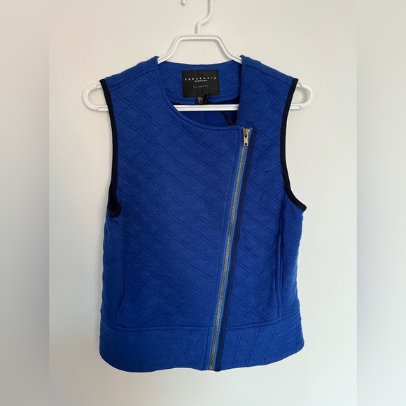 NWT Sanctuary Blue Quilted Moto Vest Asymmetrical Zip Size S - Picture 2 of 8